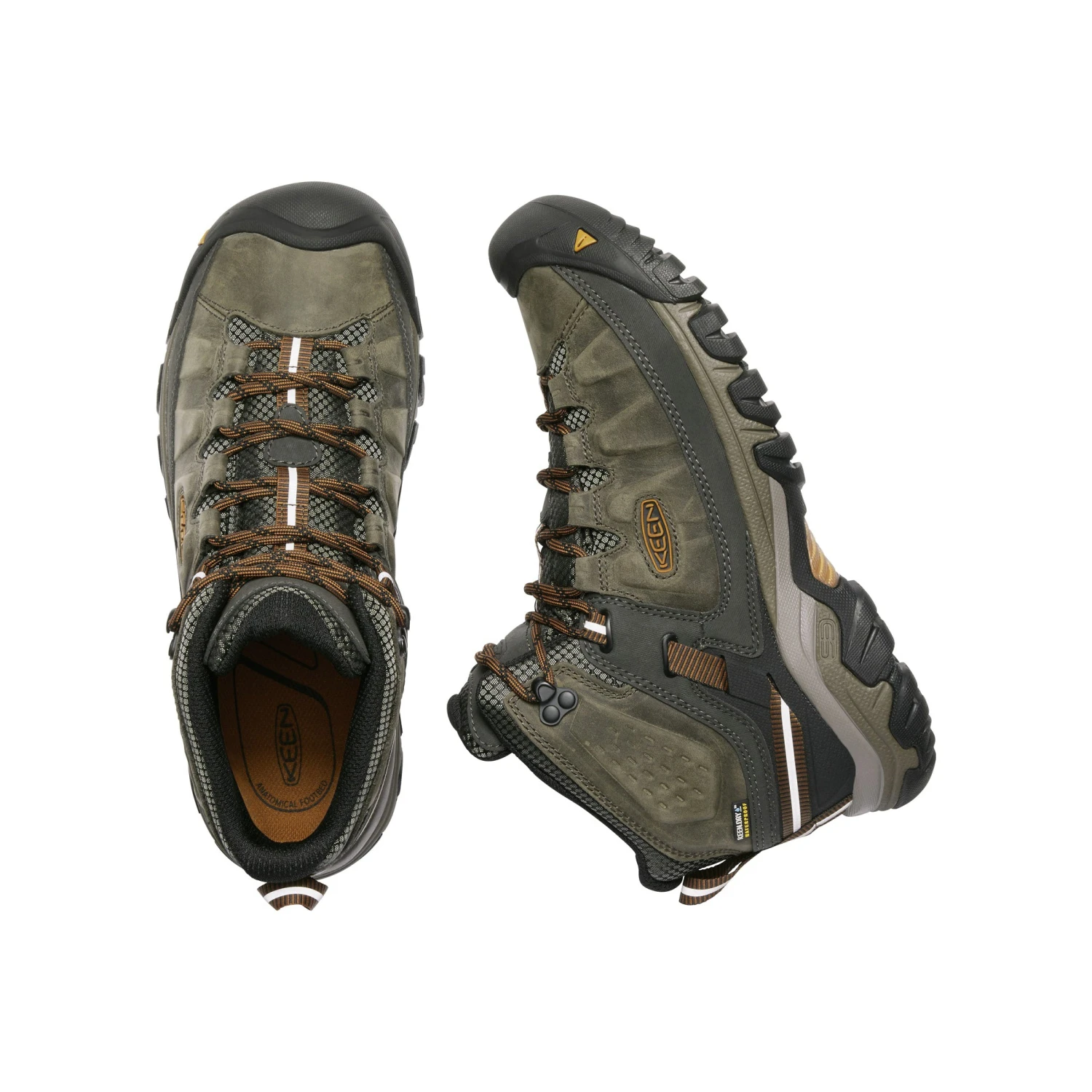 Keen Men's Targhee III Leather Mid Waterproof Hiking Boots - Black Olive/Golden Brown - Regular (D) 6 Keen Men's Targhee III Leather Mid Waterproof Hiking Boots - Black Olive/Golden Brown - Regular (D) - Image 4