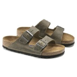 Birkenstock Arizona Soft Footbed Faded Khaki Oiled Nubuck Leather- Regular/Wide -Optimal Sportswear Store 1019313 pair