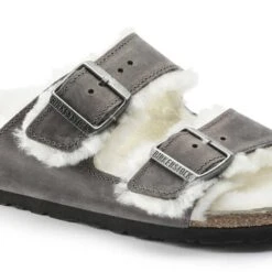 Birkenstock Arizona Shearling Sandals - Iron Natural- Medium/Narrow -Optimal Sportswear Store 1021067 detail 1
