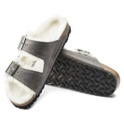 Birkenstock Arizona Shearling Sandals - Iron Natural- Medium/Narrow -Optimal Sportswear Store 1021067 sole