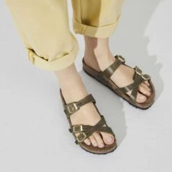 Birkenstock Women's Franca Cork Green Olive Oiled Leather Sandal - Regular/Wide -Optimal Sportswear Store 1023310 f closeup f
