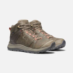 Keen Women's Terradora II Leather Mid Waterproof Boots - Brindle/Redwood - Regular (B) -Optimal Sportswear Store 1023728 PLA PDP