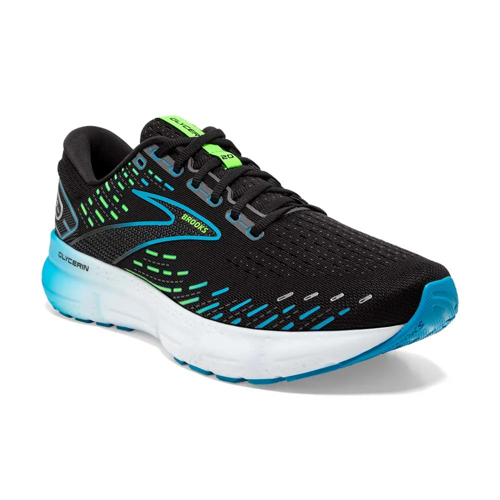 BROOKS Men's Glycerin 20 Running Shoe- Black/Hawaiian Ocean/Green - Regular (D) 4 BROOKS Men's Glycerin 20 Running Shoe- Black/Hawaiian Ocean/Green - Regular (D) - Image 2
