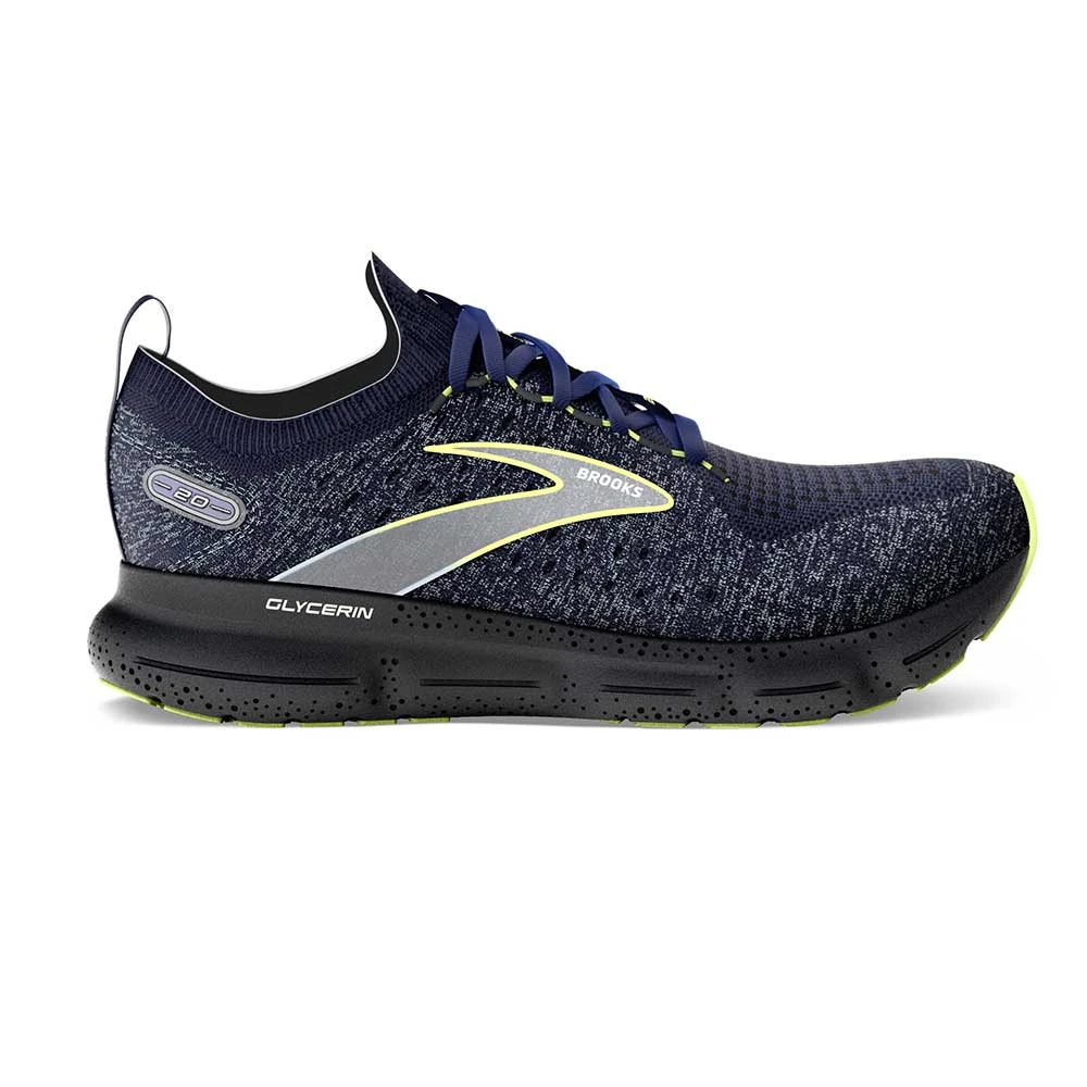 BROOKS Men's Glycerin StealthFit 20 Running Shoe - Blue/Ebony/Lime - Regular (D) 3 BROOKS Men's Glycerin StealthFit 20 Running Shoe - Blue/Ebony/Lime - Regular (D)