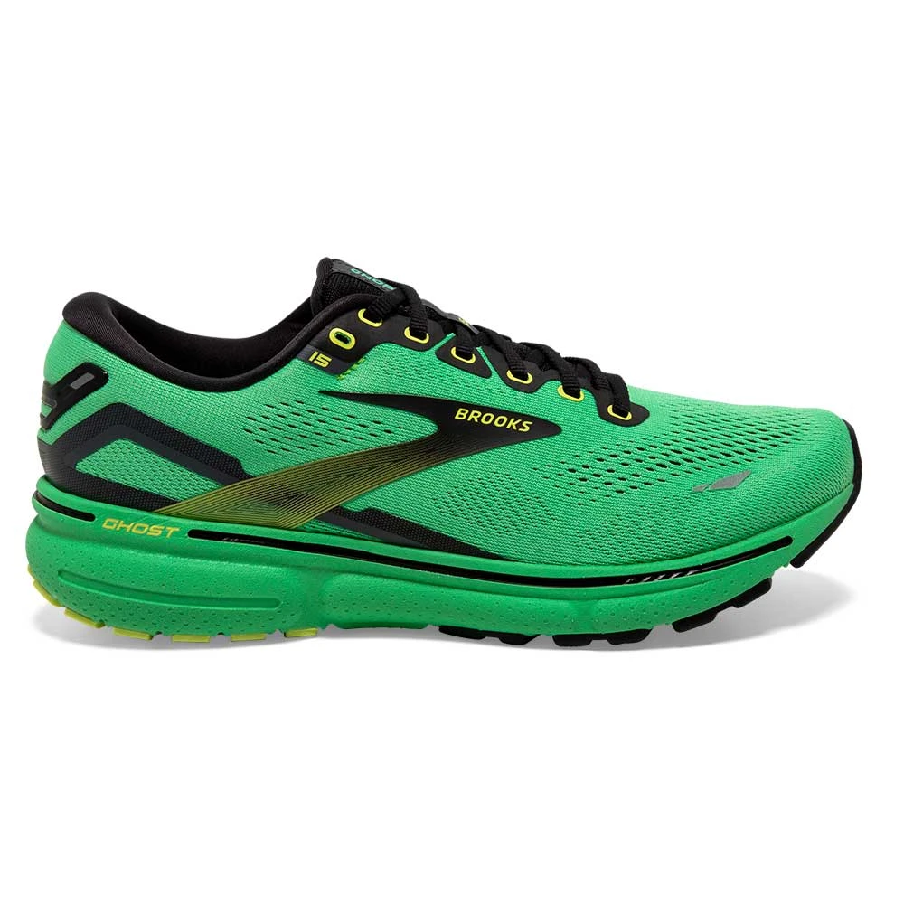 BROOKS Men's Ghost 15 Running Shoe- Green/Black/Sharp Green 3 BROOKS Men's Ghost 15 Running Shoe- Green/Black/Sharp Green