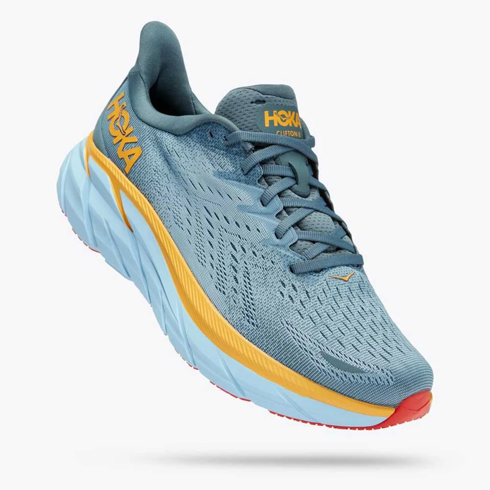 Hoka Men's Clifton 8 Running Shoe- Goblin Blue/Mountain Spring— Regular (D) 4 Hoka Men's Clifton 8 Running Shoe- Goblin Blue/Mountain Spring— Regular (D) - Image 2