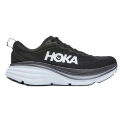 Hoka Men's Bondi 8 Running Shoe- Black/White- Wide (2E)