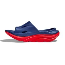 Hoka Unisex Ora Recovery Slide 3 - Bellwether Blue/Red Alert - Regular (D) -Optimal Sportswear Store 1135061 BBRA 8