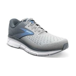 BROOKS Women's Dyad 11 Running Shoe- Grey/White/Blue - Wide (D) -Optimal Sportswear Store 120312 065 A Dyad 11 bc3be288 5ba0 478d b583 41ea93a479ac