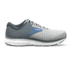 BROOKS Women's Dyad 11 Running Shoe- Grey/White/Blue - Wide (D)