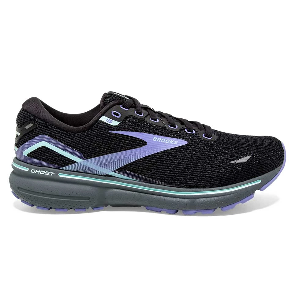 BROOKS Women's Ghost 15 Running Shoe- Black/Jacaranda/Salt- Regular (B) 3 BROOKS Women's Ghost 15 Running Shoe- Black/Jacaranda/Salt- Regular (B)