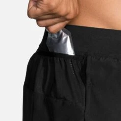 BROOKS Men's Sherpa Split Short 3in - Black -Optimal Sportswear Store 211329 001 D2 Sherpa 3in Split Short
