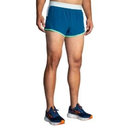 BROOKS Men's Sherpa 3" Split Short - Dk Ocean/Grey Skies/Neo -Optimal Sportswear Store 211329 409 MF Sherpa 3in Split Short