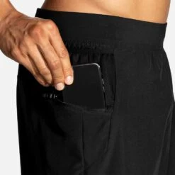 BROOKS Men's Sherpa 5in 2-in-1 Short - Black -Optimal Sportswear Store 211331 001 D2 Sherpa 5in 2in1 Short