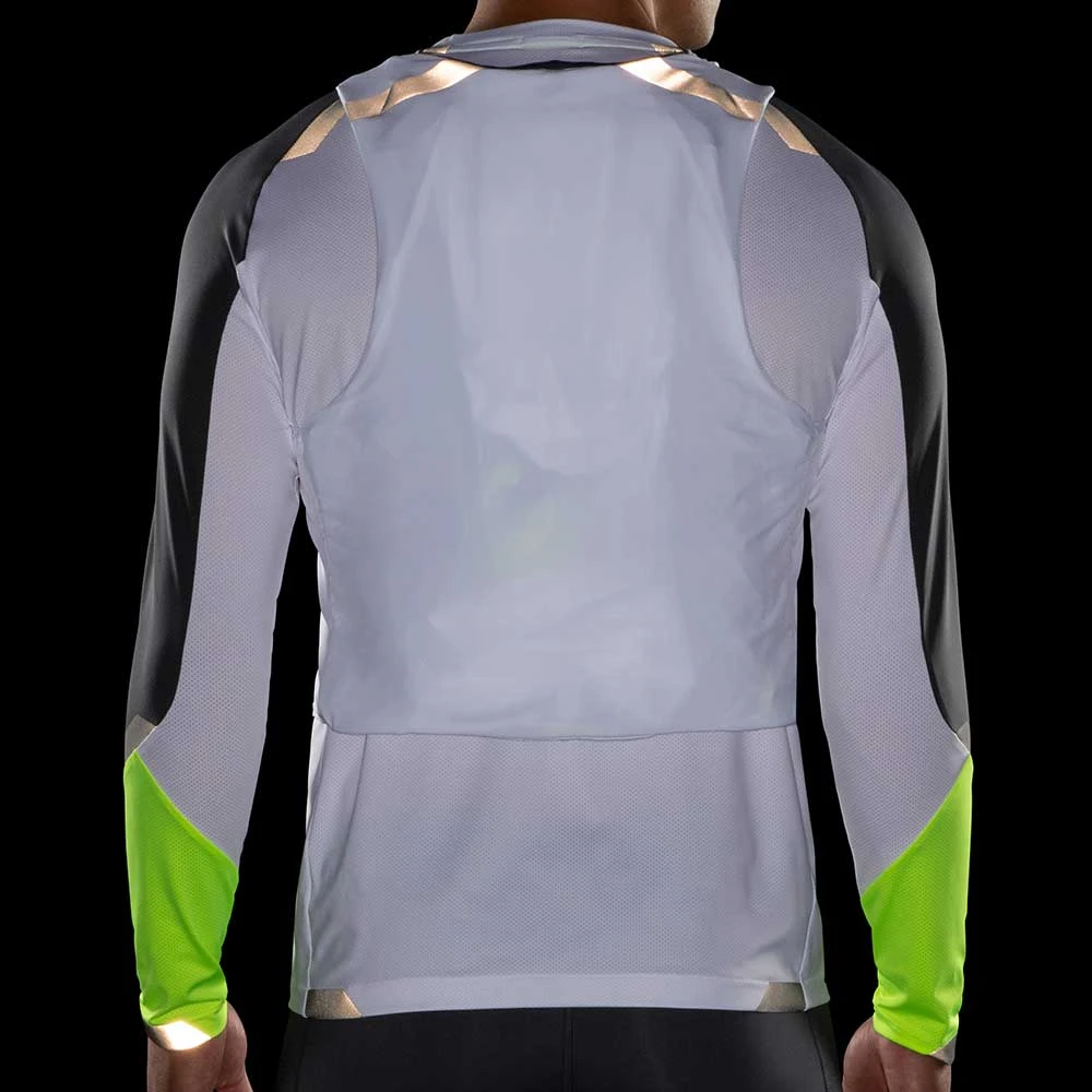 BROOKS Men's Run Visible Convertible Jacket - White/Asphalt/Nightlife 9 BROOKS Men's Run Visible Convertible Jacket - White/Asphalt/Nightlife - Image 7