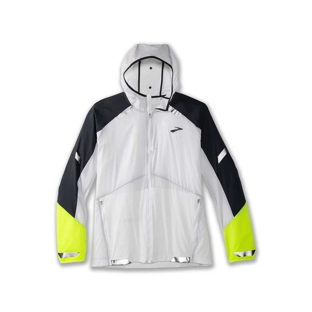 BROOKS Men's Run Visible Convertible Jacket - White/Asphalt/Nightlife 3 BROOKS Men's Run Visible Convertible Jacket - White/Asphalt/Nightlife