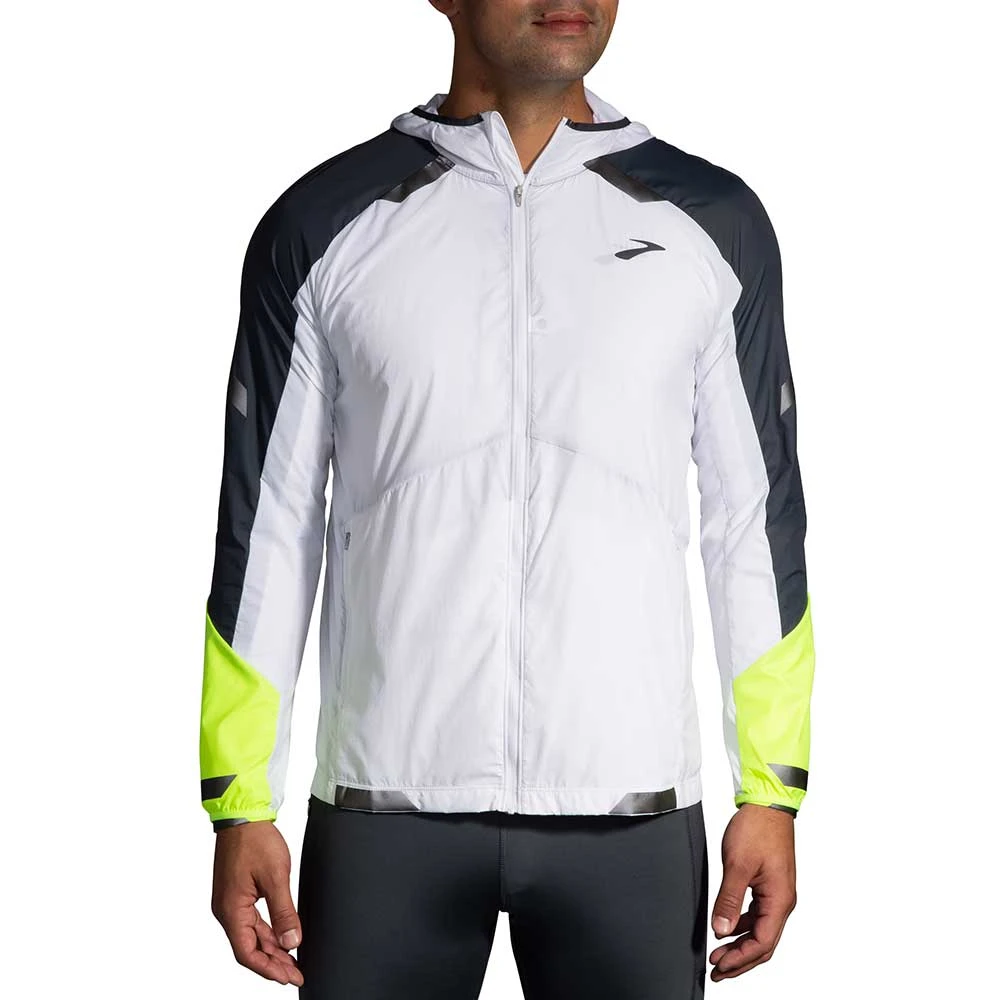 BROOKS Men's Run Visible Convertible Jacket - White/Asphalt/Nightlife 4 BROOKS Men's Run Visible Convertible Jacket - White/Asphalt/Nightlife - Image 2