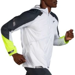 BROOKS Men's Run Visible Convertible Jacket - White/Asphalt/Nightlife 17 BROOKS Men's Run Visible Convertible Jacket - White/Asphalt/Nightlife -Optimal Sportswear Store 211406 134 MV Run Visible Convertible Jacket 1
