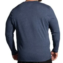 BROOKS Men's Distance Long Sleeve 2.0 Top- Heather Navy -Optimal Sportswear Store 211452 483 MB Distance Long Sleeve 2