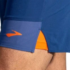 BROOKS Men's High Point 7" 2-in-1 Short - Dk Aegean/Bright Oran -Optimal Sportswear Store 211454 452 D3 High Point 7in 2in1 Short