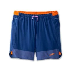 BROOKS Men's High Point 7" 2-in-1 Short - Dk Aegean/Bright Oran