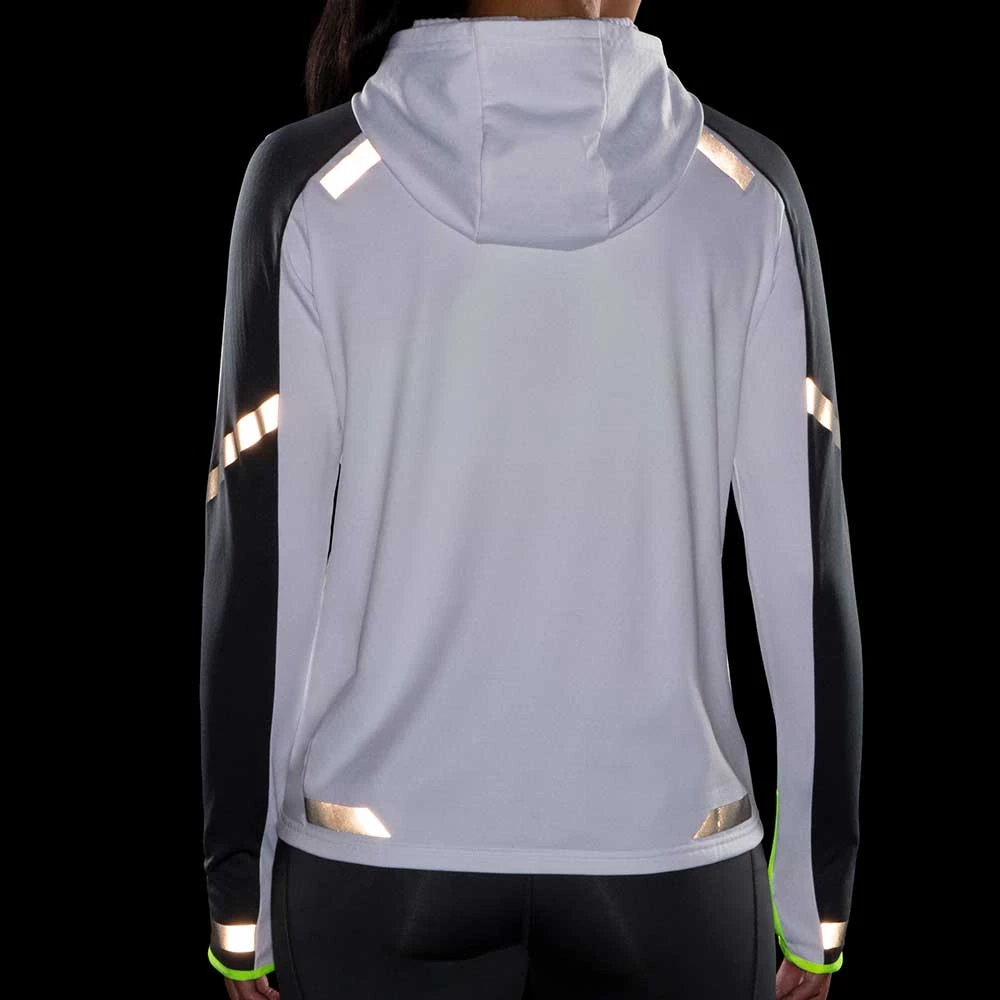 BROOKS Women's Run Visible Thermal Hoodie - White/Asphalt/Nightlife 5 BROOKS Women's Run Visible Thermal Hoodie - White/Asphalt/Nightlife - Image 3