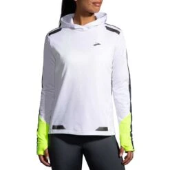 BROOKS Women's Run Visible Thermal Hoodie - White/Asphalt/Nightlife 13 BROOKS Women's Run Visible Thermal Hoodie - White/Asphalt/Nightlife -Optimal Sportswear Store 221559 134 MF Run Visible Thermal Hoodie