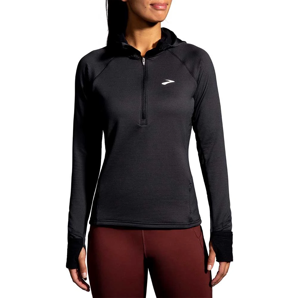 BROOKS Women's Notch Thermal Hoodie 2.0 - Black 4 BROOKS Women's Notch Thermal Hoodie 2.0 - Black - Image 2