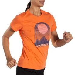 BROOKS Women's Distance Short Sleeve 2.0 - Htr Bright Orange/Eclipse -Optimal Sportswear Store 221614 880 MV Distance Short Sleeve 2