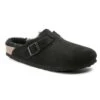 Birkenstock Boston Shearling Black Suede Leather- Regular/Wide -Optimal Sportswear Store 259883 1