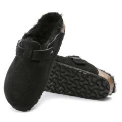 Birkenstock Boston Shearling Black Suede Leather- Regular/Wide -Optimal Sportswear Store 259883 sole 1