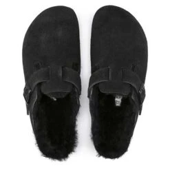 Birkenstock Boston Shearling Black Suede Leather- Regular/Wide -Optimal Sportswear Store 259883 top 1