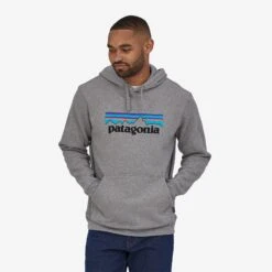 Patagonia Men's P-6 Logo Uprisal Hoody - Gravel Heather -Optimal Sportswear Store 39622 GLH JB1