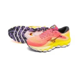 Mizuno Women's Wave Sky 7 Running Shoe - High/Vis Pink/Ombre Blue - Regular (B) -Optimal Sportswear Store 411413 1VRE 11