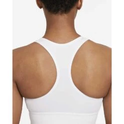 Women's Nike Swoosh Longline Bra Med Padded - White/Black -Optimal Sportswear Store 5145f347 d49b 4ed7 9626 9db4b2e9ec3a