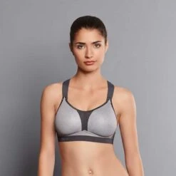 Women's DYNAMIX STAR - Sports Bra Racerback, Maximum Support - Heather Grey