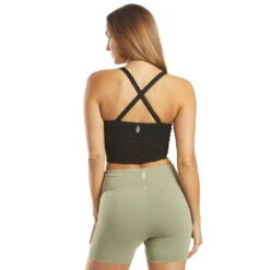 Women's Good Karma Crop Tank - Solid Black -Optimal Sportswear Store 6573247135787 black 3a