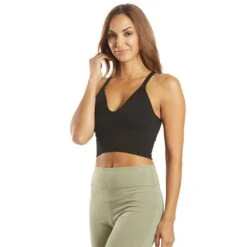 Women's Good Karma Crop Tank - Solid Black -Optimal Sportswear Store 6573247135787 black 5a