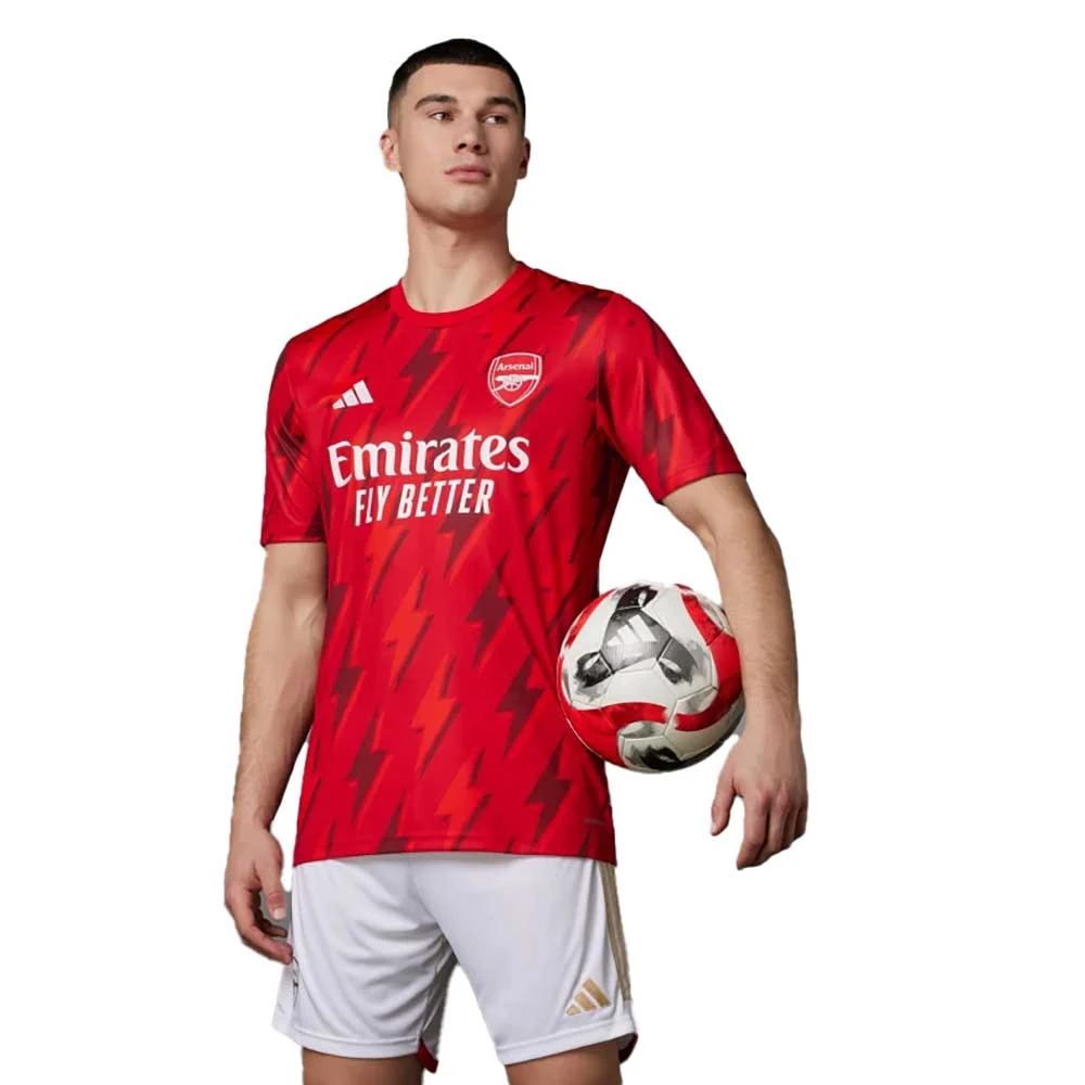 ADIDAS Men's Arsenal FC Pre-Match Jersey - Better Scarlet 5 ADIDAS Men's Arsenal FC Pre-Match Jersey - Better Scarlet - Image 3