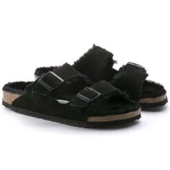 Birkenstock Arizona Shearling Sandal - Black - Regular/Wide -Optimal Sportswear Store 752663 pair