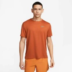 Men's Nike Dri-Fit Uv Miler Short Sleeve Top - Dark Russet