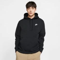 Men's Nike Sportswear Club Fleece Pullover Hoodie - Black/Black/White 10 Men's Nike Sportswear Club Fleece Pullover Hoodie - Black/Black/White -Optimal Sportswear Store BV2654 010 PHSFM001 2000