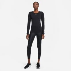 Women's Nike Dri-FIT ADV Seamless Long Sleeve Top - Black/Reflective Silver -Optimal Sportswear Store DD0593 010 PHSYM003 2000