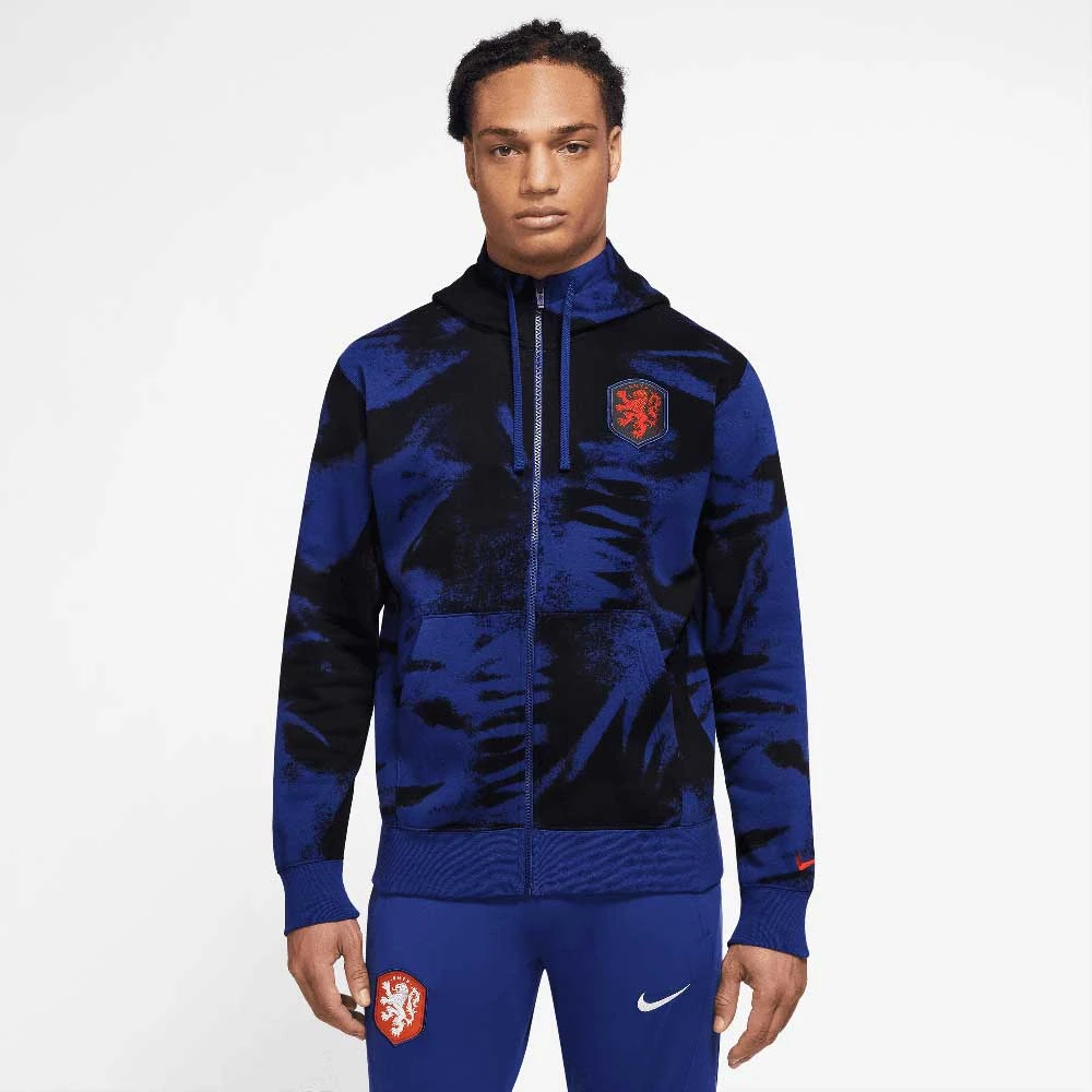 Nike Men's KNVB Club Fleece Hoodie - Black/Royal Blue 3 Nike Men's KNVB Club Fleece Hoodie - Black/Royal Blue