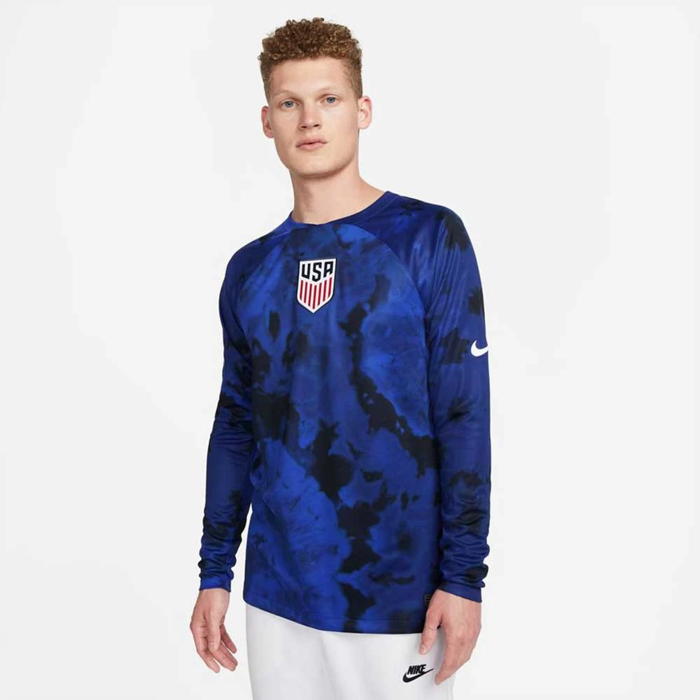 Men's Nike USA Dri-Fit 2022/23 Stadium Away Long Sleeve Jersey - Bright Blue/White 3 Men's Nike USA Dri-Fit 2022/23 Stadium Away Long Sleeve Jersey - Bright Blue/White