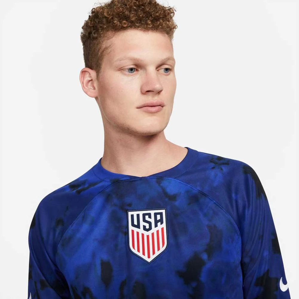 Men's Nike USA Dri-Fit 2022/23 Stadium Away Long Sleeve Jersey - Bright Blue/White 5 Men's Nike USA Dri-Fit 2022/23 Stadium Away Long Sleeve Jersey - Bright Blue/White - Image 3
