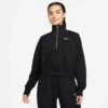 Nike Women's Fleece Quarter Zip Crop - Black/Sail -Optimal Sportswear Store DQ5767 010 PHSFM001