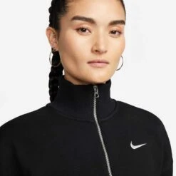 Nike Women's Fleece Quarter Zip Crop - Black/Sail -Optimal Sportswear Store DQ5767 010 PHSYM001