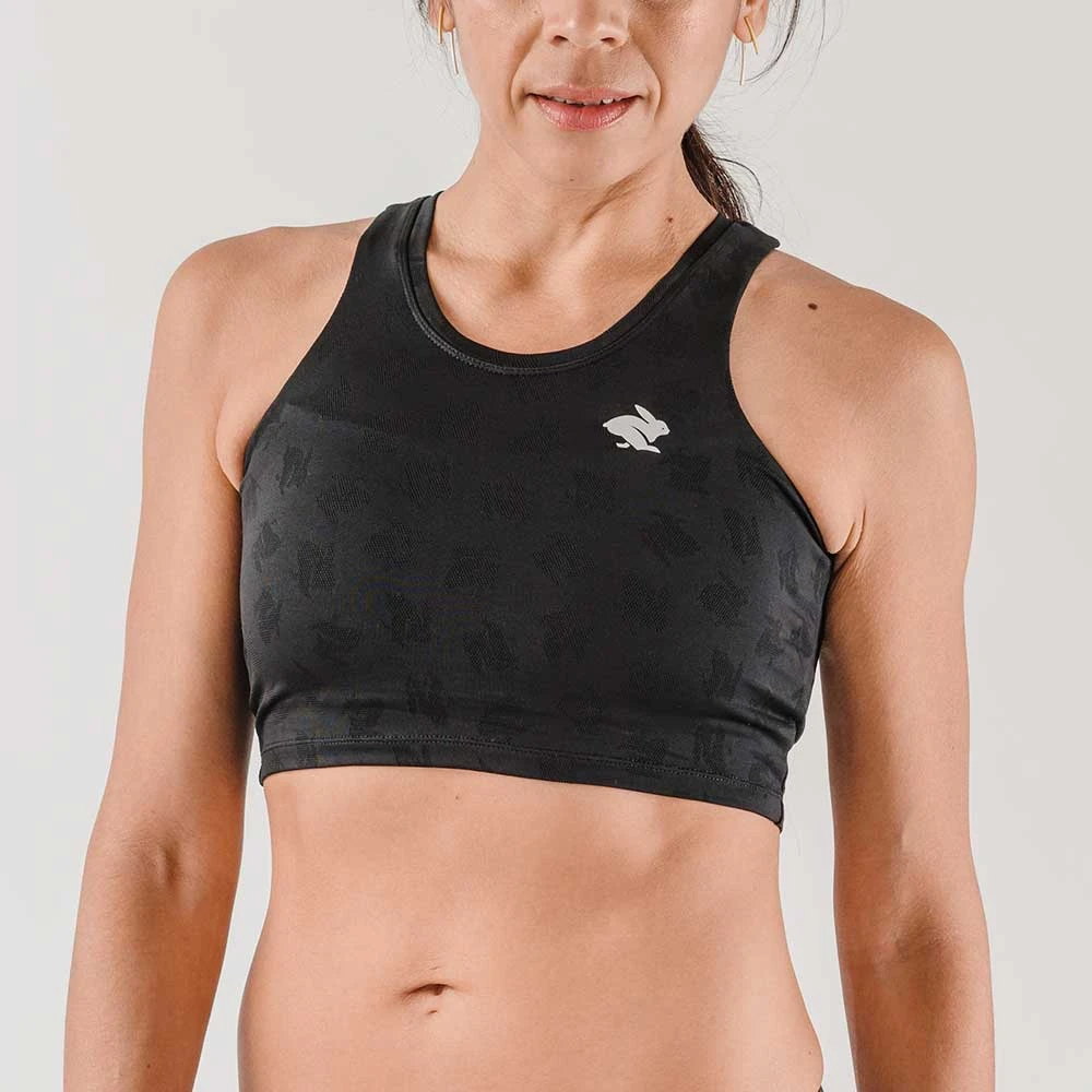 Women's Crop Hop Support & Pocket Bra - Black 3 Women's Crop Hop Support & Pocket Bra - Black