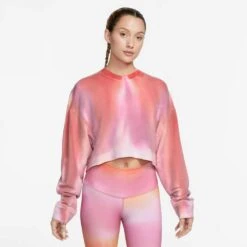 Nike Women's Luxe Cropped Crew-Neck Fleece Sweatshirt - Picante Red/Multi
